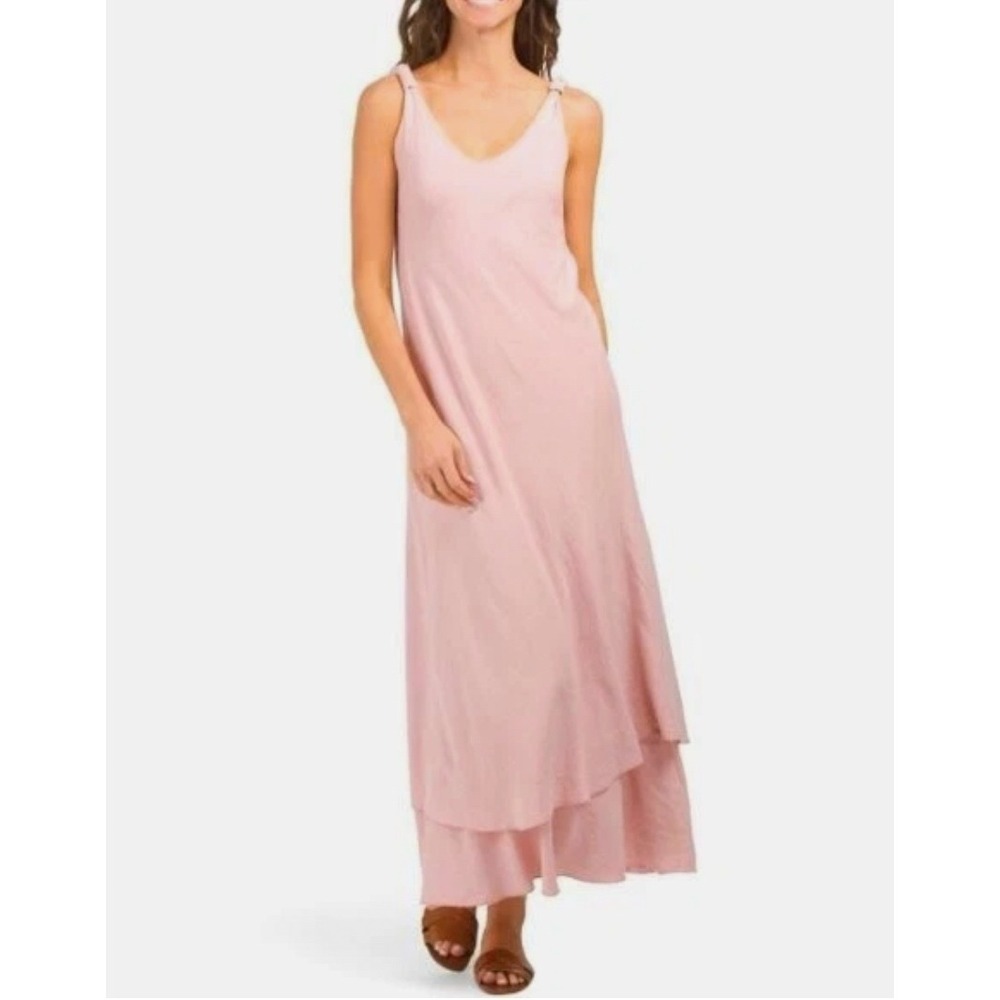 Luna Allegra Made in‎ Italy Blush Pink Tiered Midi Dress, Size M